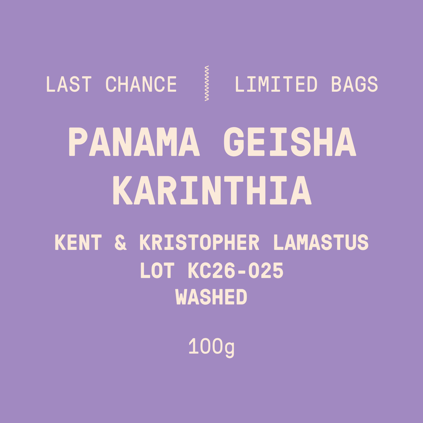 Limited Bags | Panama - Kent & Kristopher Lamastus Karinthia Geisha Lot KC26-025 | Washed - 100g