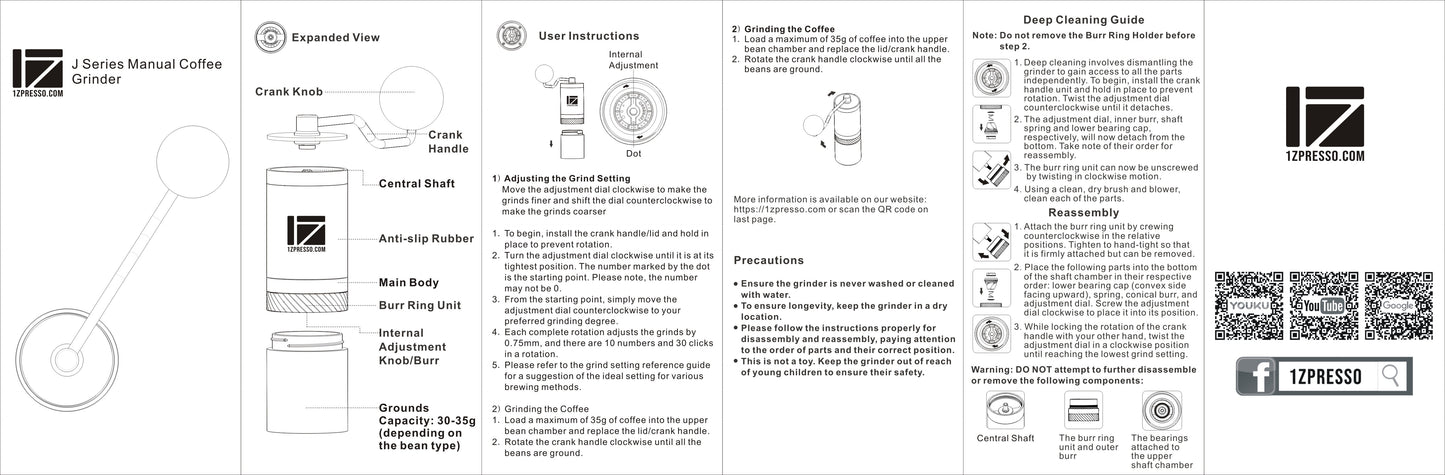 Instructions of how to take apart grinder. How to clean your grinder. What parts are included in your grinder