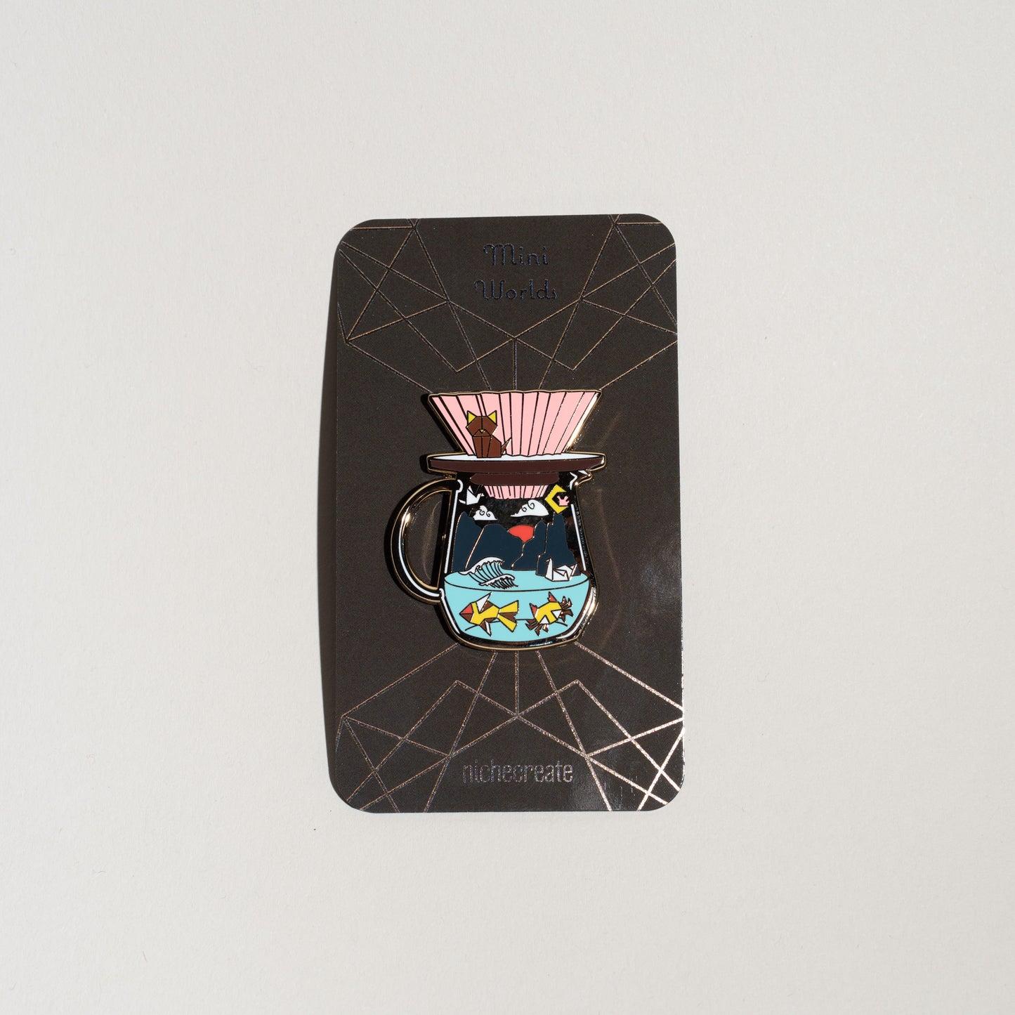 Niche Create - Pour Over Origami Gold Enamel Pins