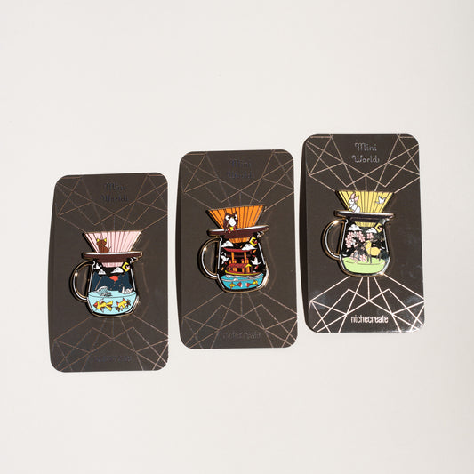 Niche Create - Pour Over Origami Gold Enamel Pins