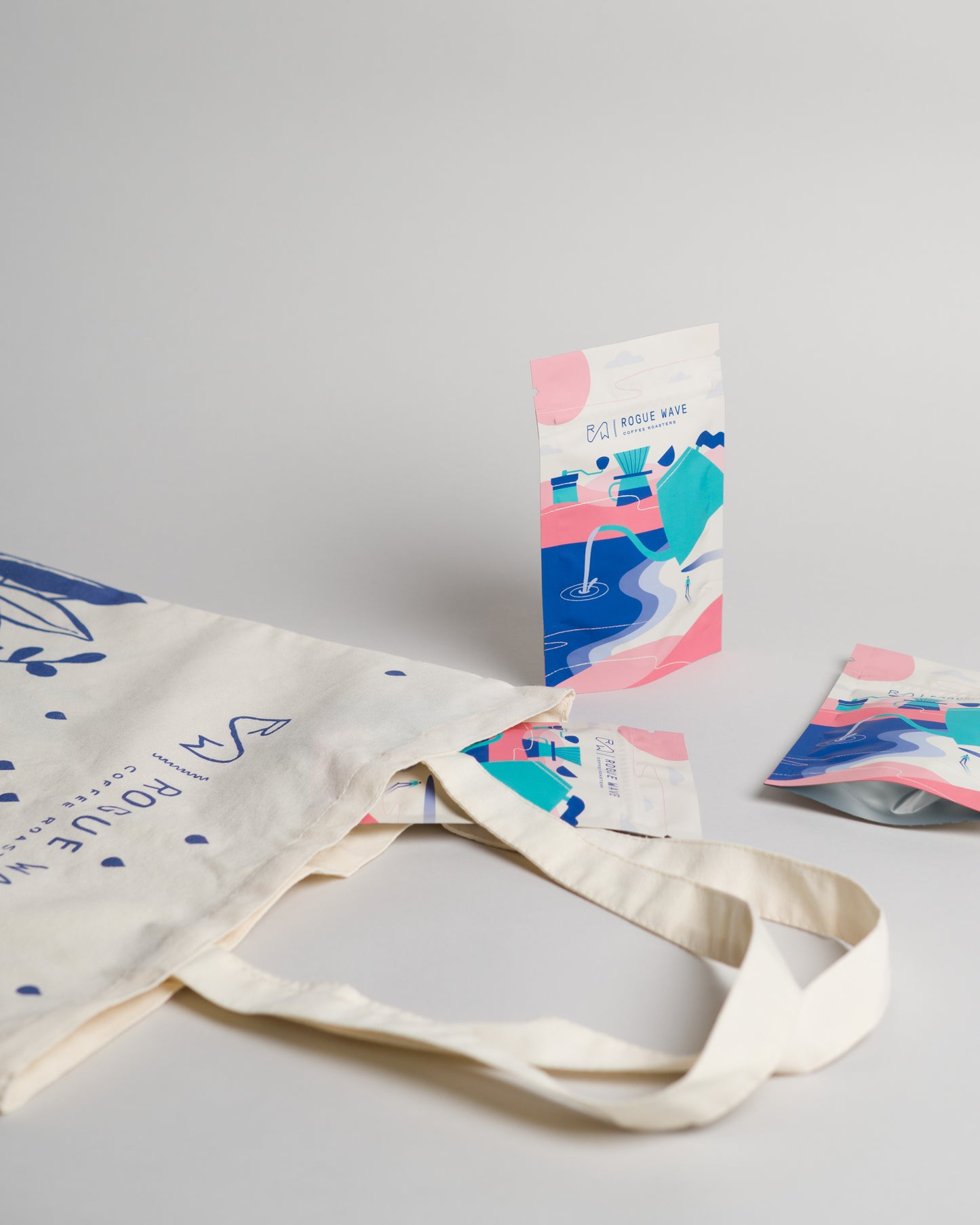 Rogue Wave Coffee Tote Bag With Rogue Wave Coffee Sample Bags