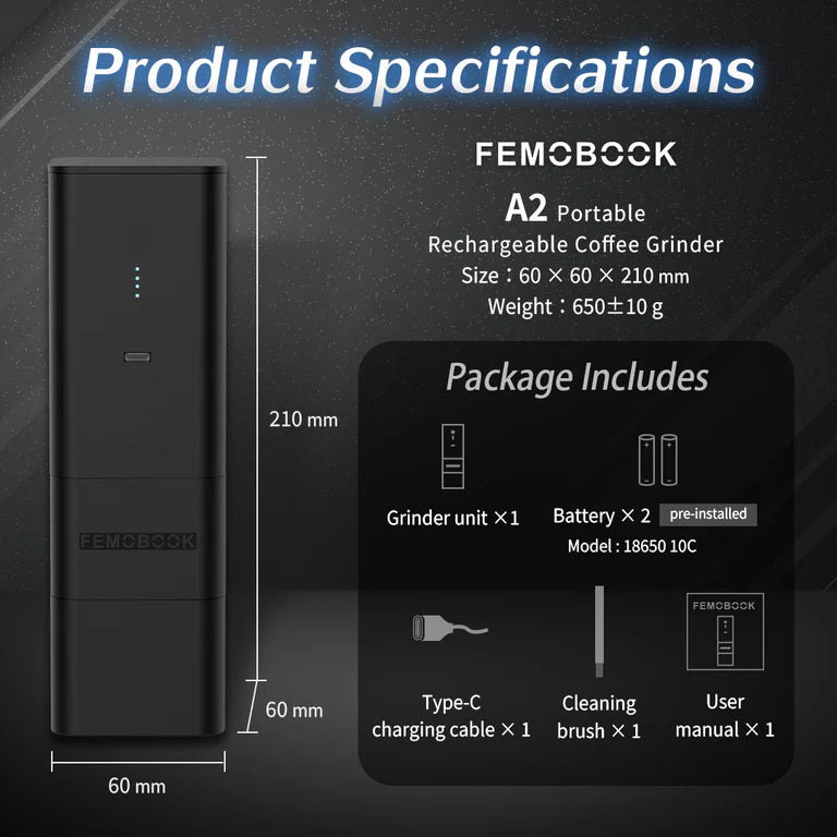 Femobook - A2 Rechargable Electric Grinder