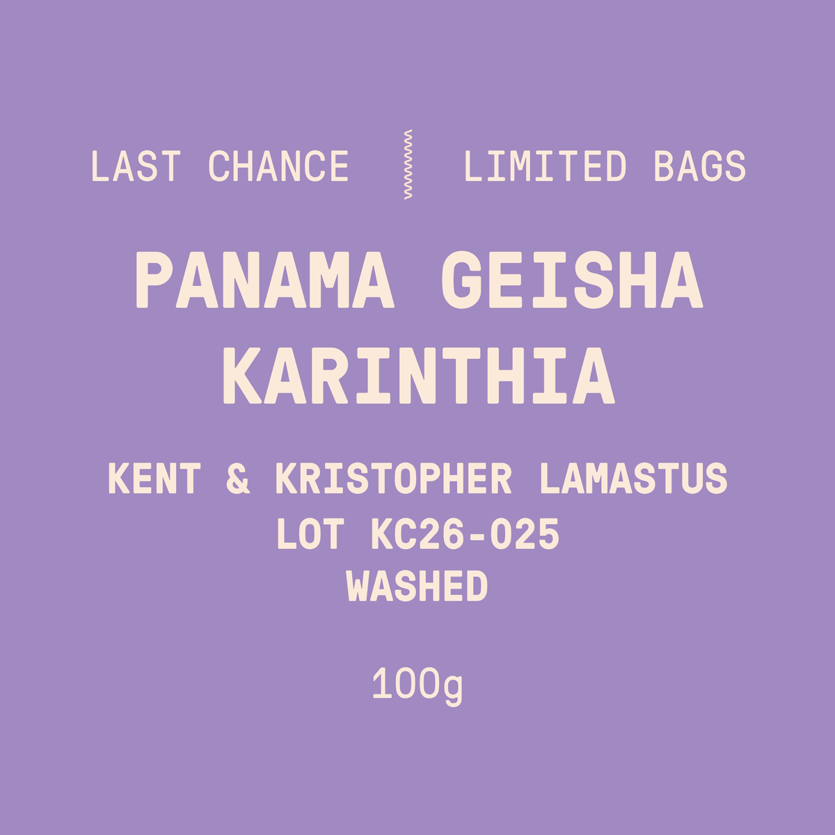 Limited Bags | Panama - Kent & Kristopher Lamastus Karinthia Geisha Lot KC26-025 | Washed - 100g