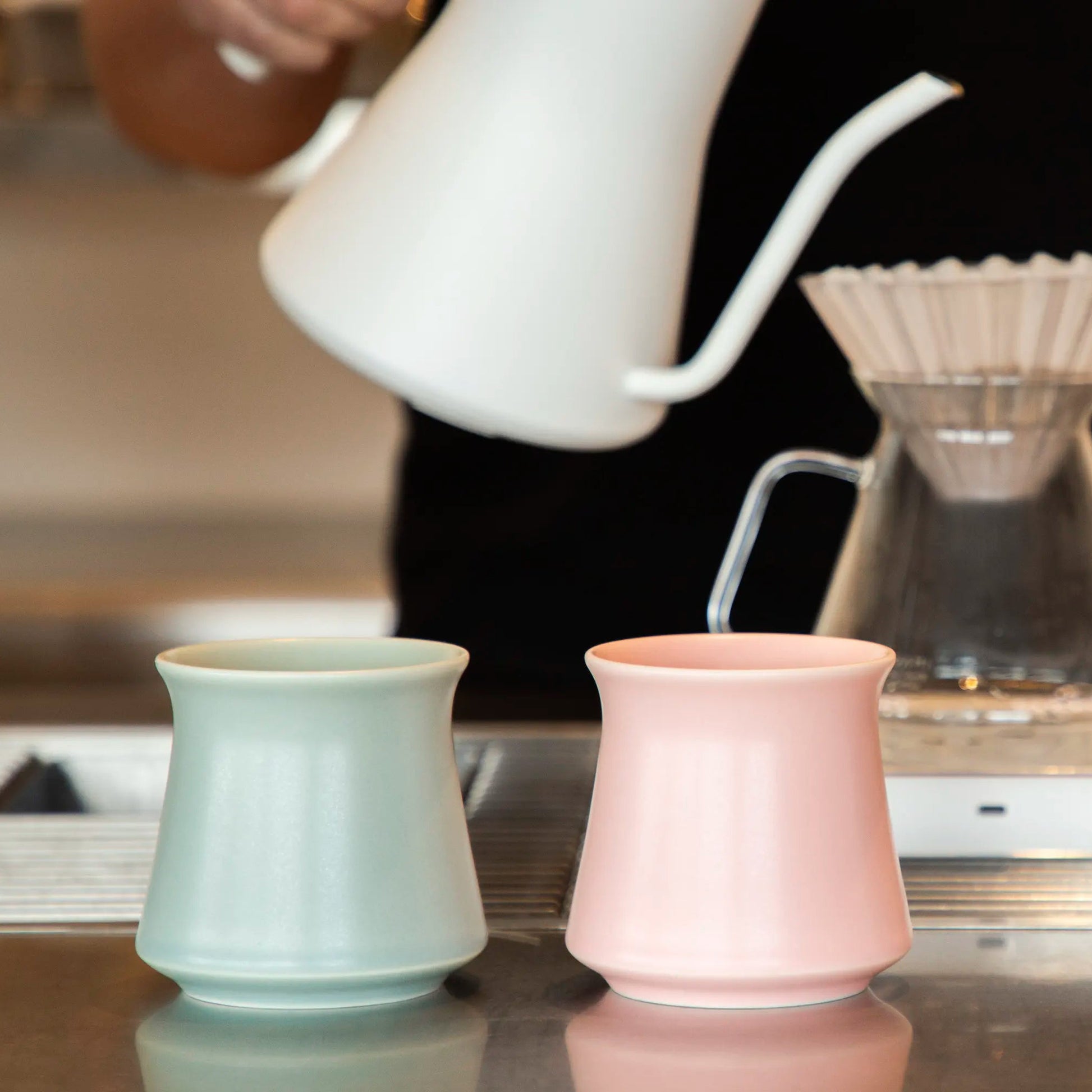 Origami Harmony Cups Matte Green and Pink