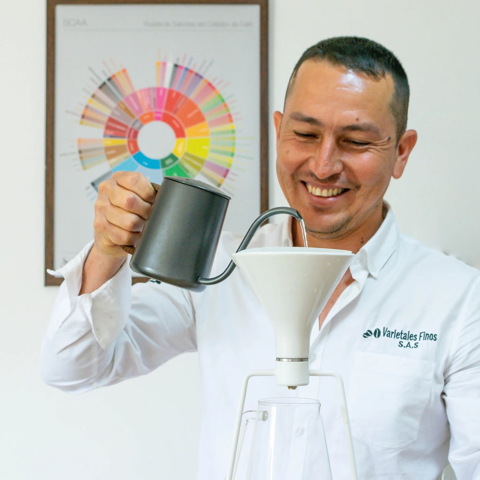 Oscar Riascos drinking coffee