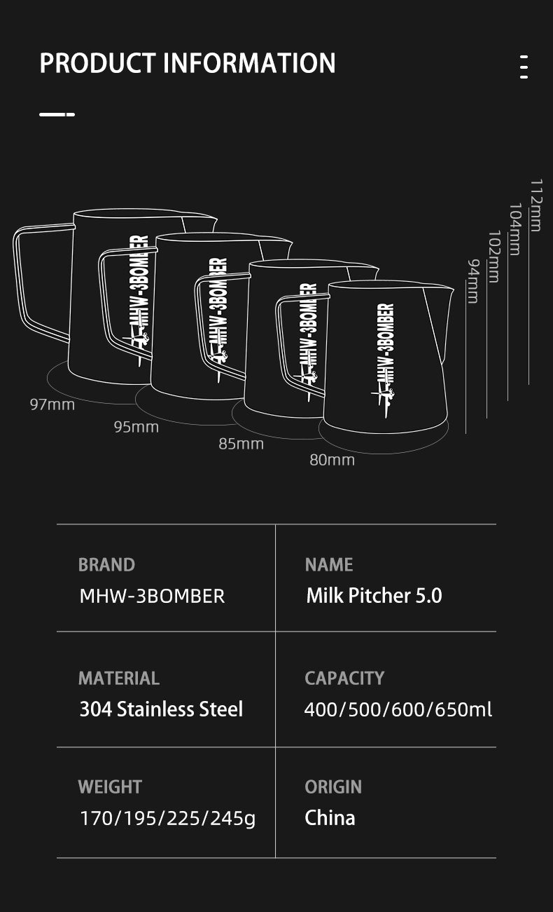 MHW-3BOMBER - 5.0 Milk Pitcher | 400 mL / 13.5 oz