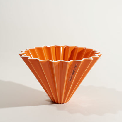 Mino porcelain, Origami dripper small, Orange