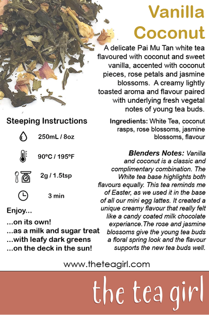 The Tea Girl - Vanilla Coconut White Tea